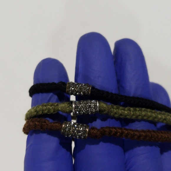 Boho Woven Set of 3– Adjustable Braided Bracelets w/ Metallic Beads - Women's - Picture 6 of 8